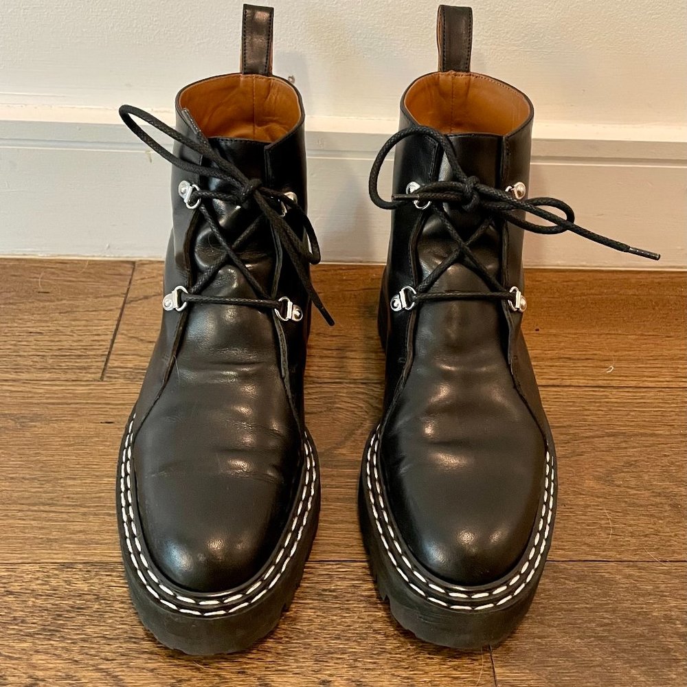 ATP Cozzana Black Leather Ankle Boots, Size 38 / 7.5